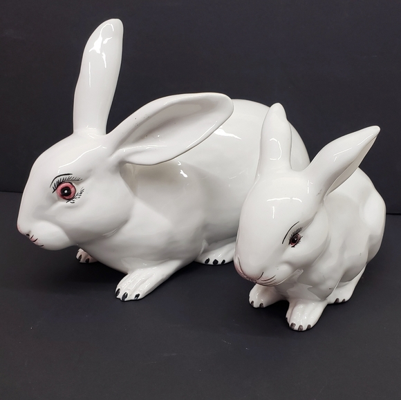 Antique COSTA Majolica Rabbit Bunny Porcelain Ceramic Farmhouse Decor EASTER - Picture 2 of 16